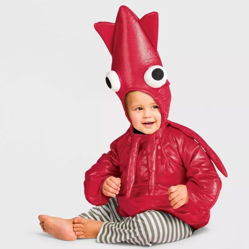 Baby Boys Girls Red SQUID Halloween Costume 0/6 6/12 12/18 Months Sea Life NWT